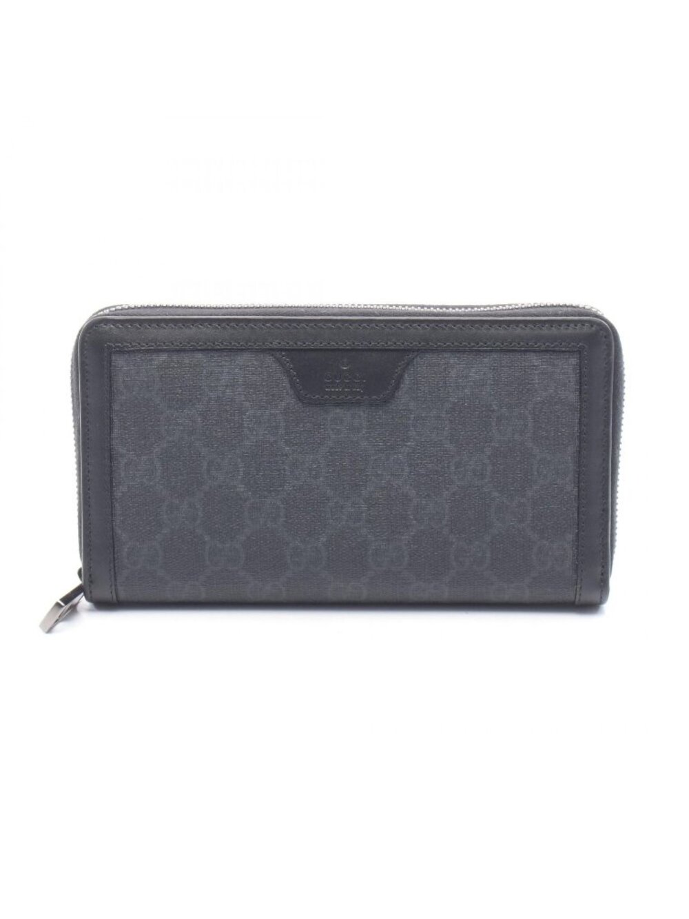Gucci Round Wallet GG Supreme Black Leather